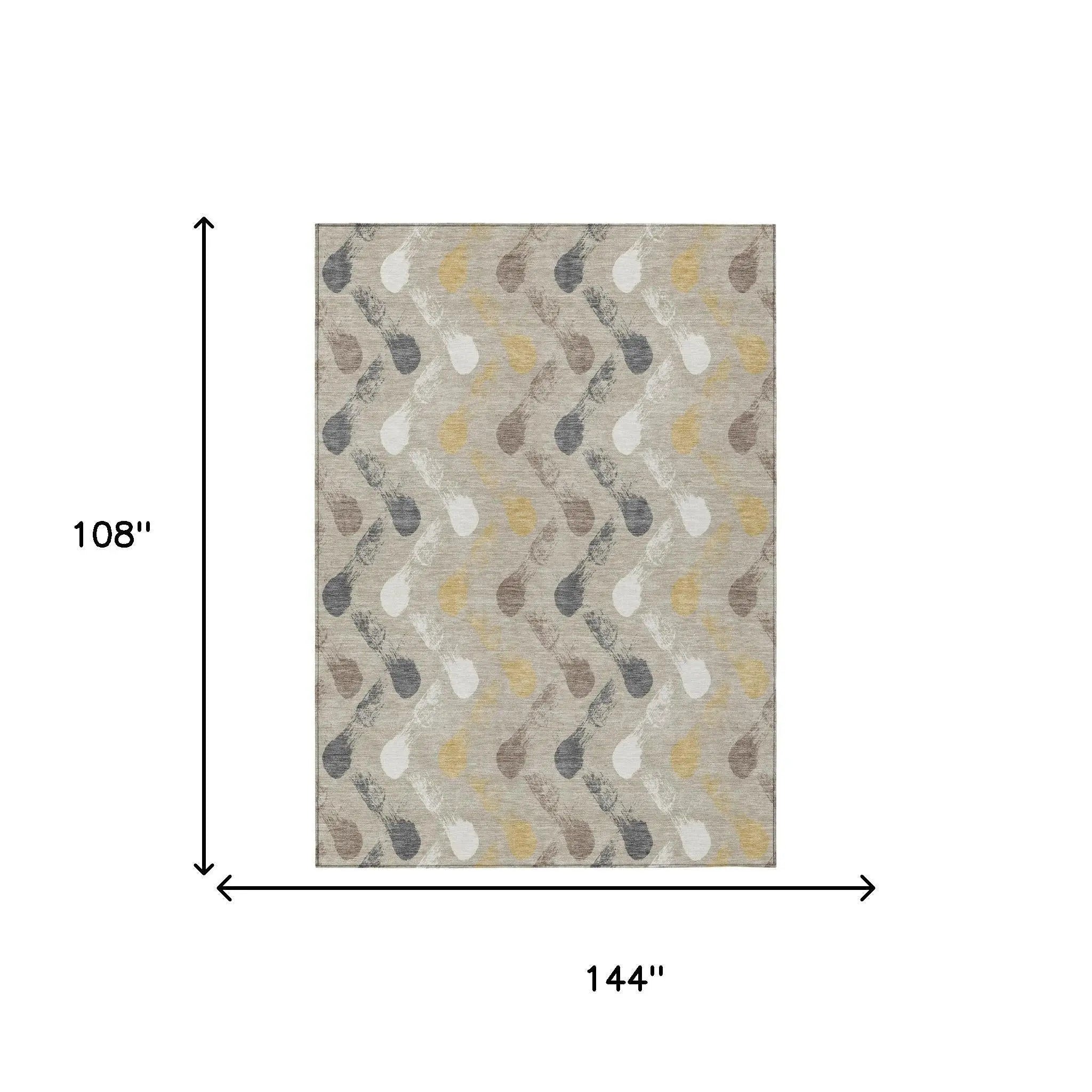 9' X 12' Beige And Brown Geometric Washable Indoor Outdoor Area Rug Homeroots Outdoor