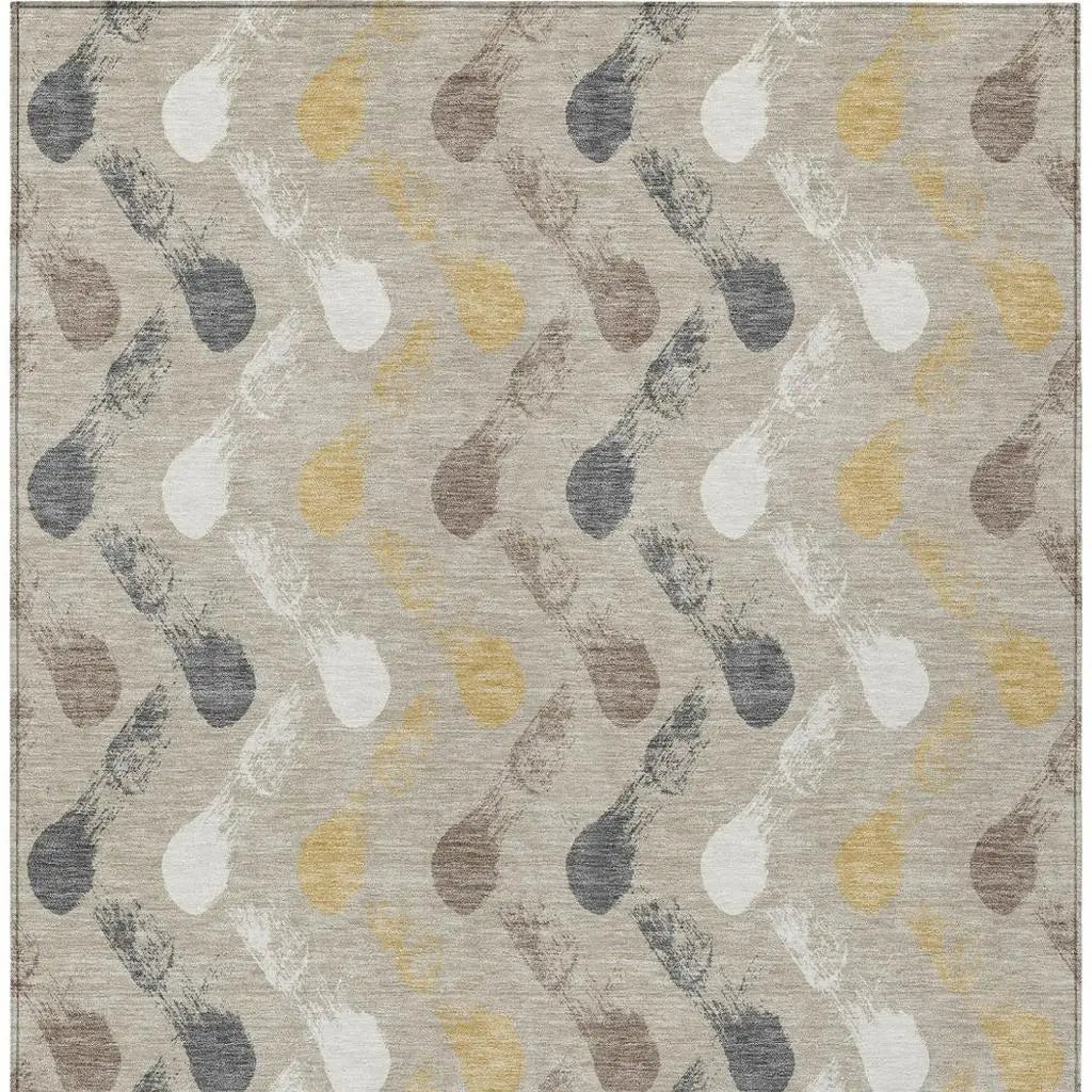 9' X 12' Beige And Brown Geometric Washable Indoor Outdoor Area Rug Homeroots Outdoor