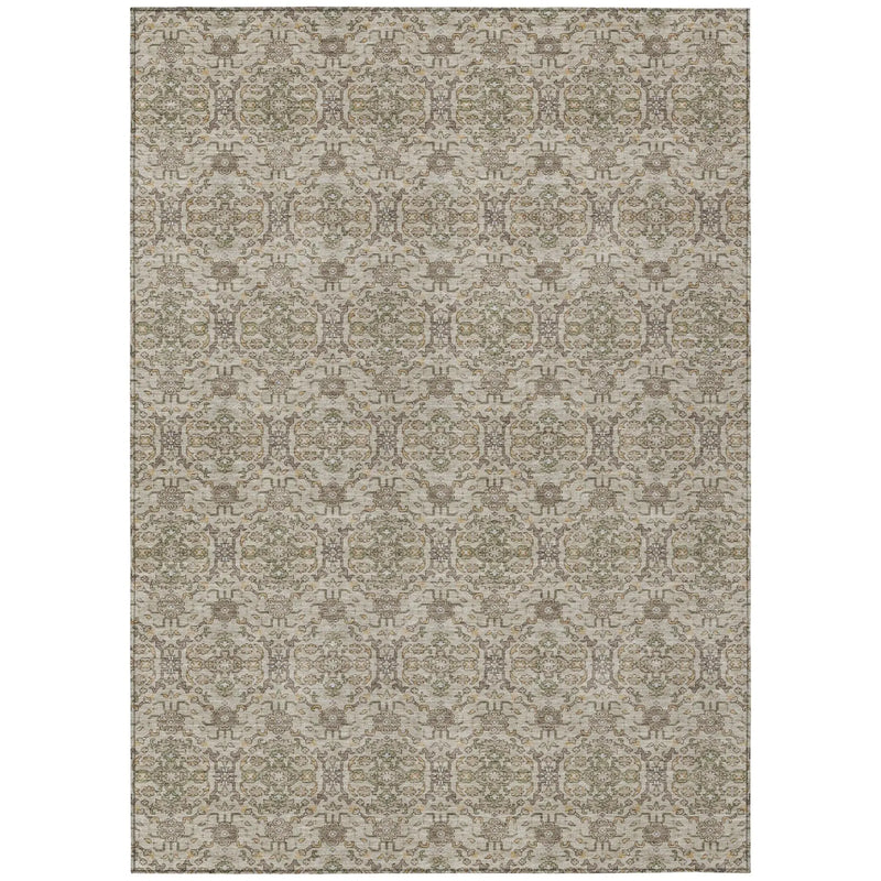 9' X 12' Beige And Brown Oriental Washable Indoor Outdoor Area Rug Homeroots Outdoor