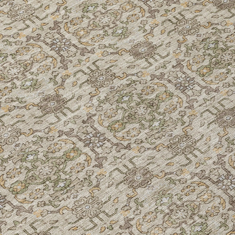 9' X 12' Beige And Brown Oriental Washable Indoor Outdoor Area Rug Homeroots Outdoor