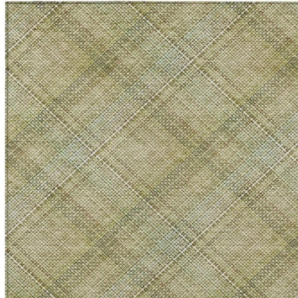 9' X 12' Beige And Brown Plaid Washable Indoor Outdoor Area Rug Homeroots Outdoor