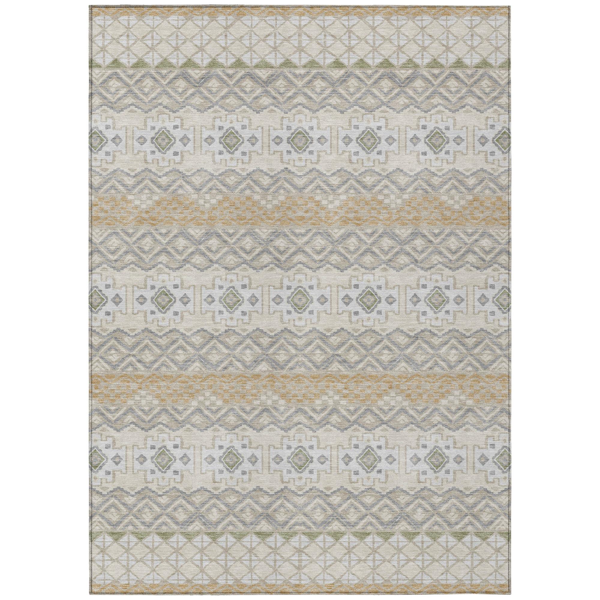 9' X 12' Beige And Brown Striped Washable Indoor Outdoor Area Rug Homeroots Outdoor