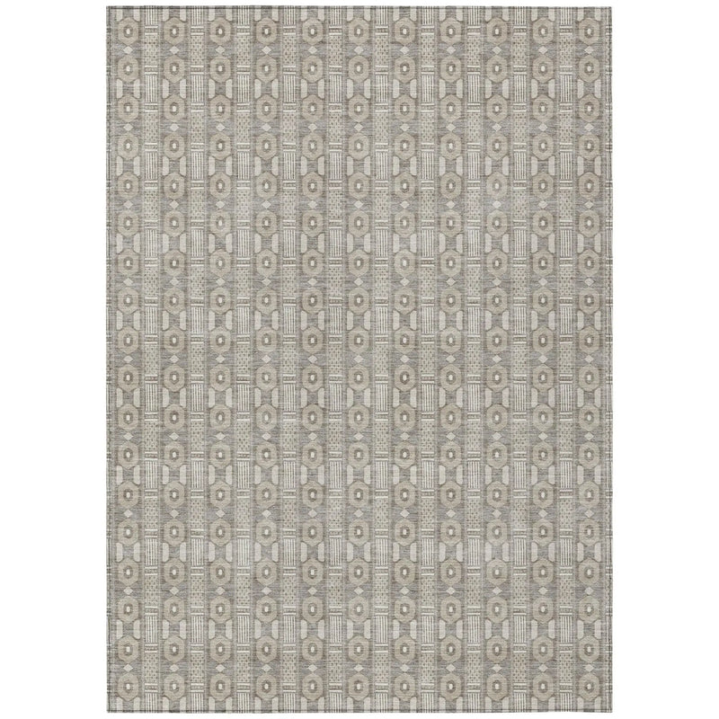 9' X 12' Beige And Brown Striped Washable Indoor Outdoor Area Rug Homeroots Outdoor