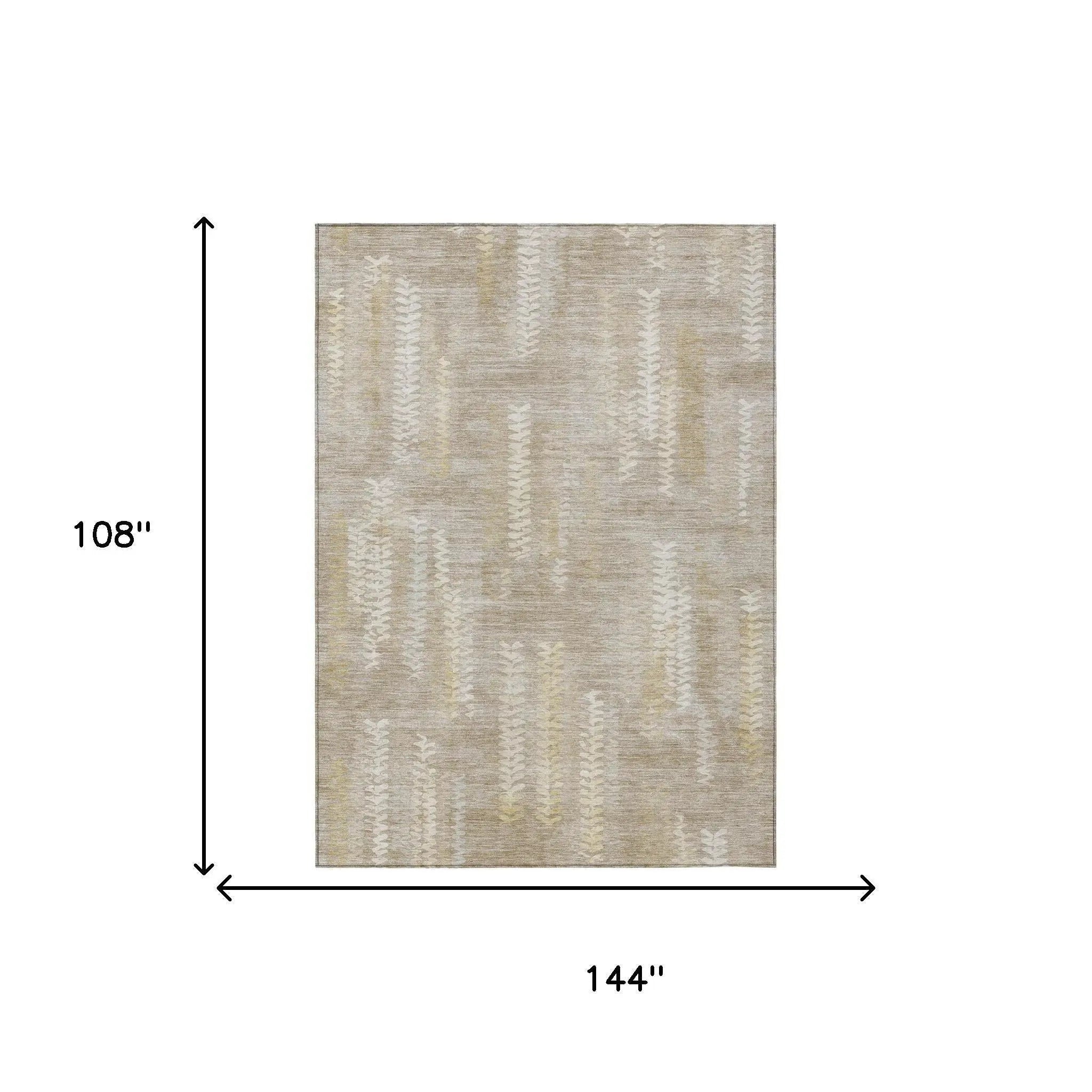 9' X 12' Beige And Brown Striped Washable Indoor Outdoor Area Rug Homeroots Outdoor
