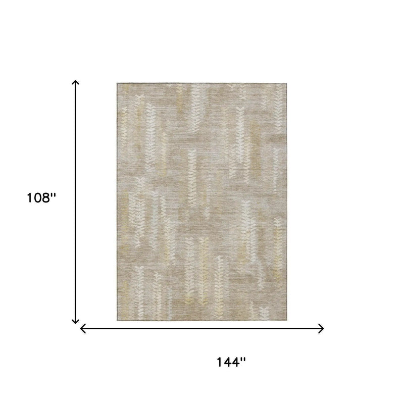 9' X 12' Beige And Brown Striped Washable Indoor Outdoor Area Rug Homeroots Outdoor