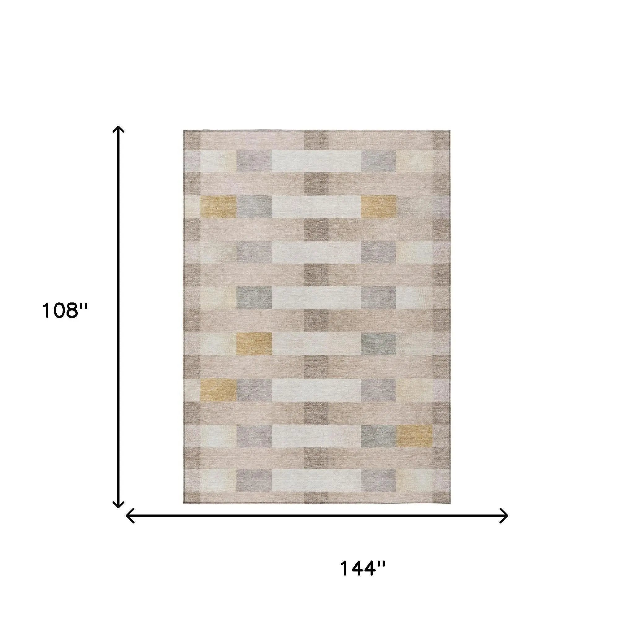 9' X 12' Beige And Brown Striped Washable Indoor Outdoor Area Rug Homeroots Outdoor