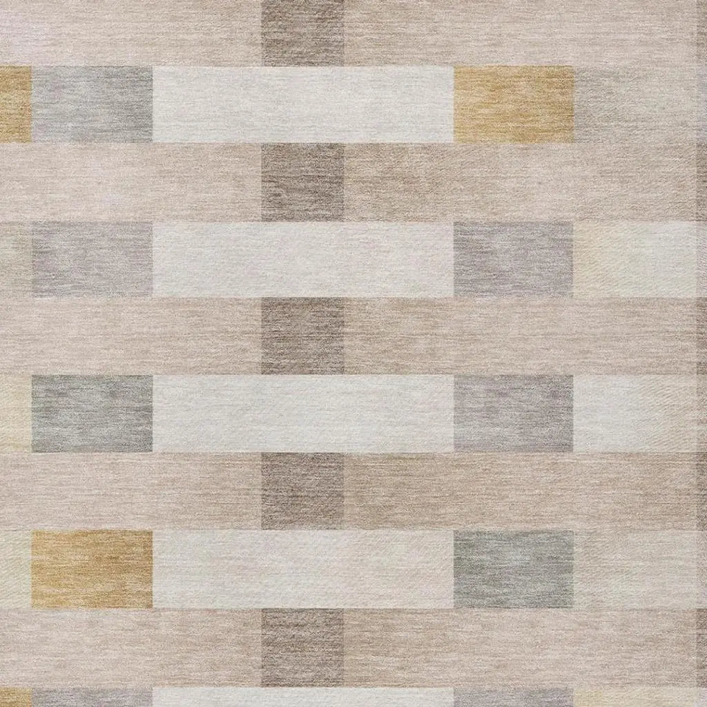 9' X 12' Beige And Brown Striped Washable Indoor Outdoor Area Rug Homeroots Outdoor