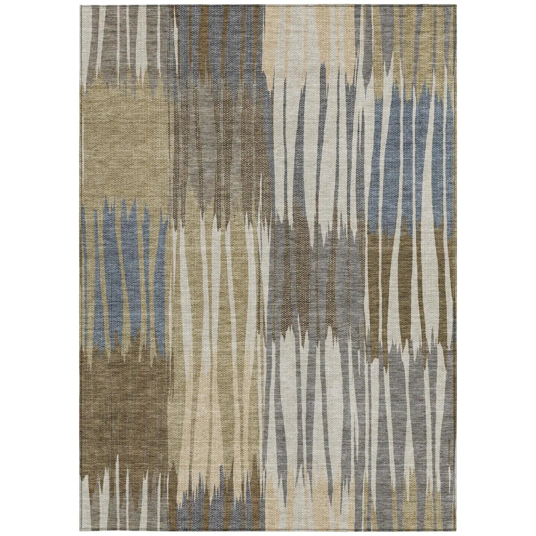 9' X 12' Beige And Brown Striped Washable Indoor Outdoor Area Rug Homeroots Outdoor