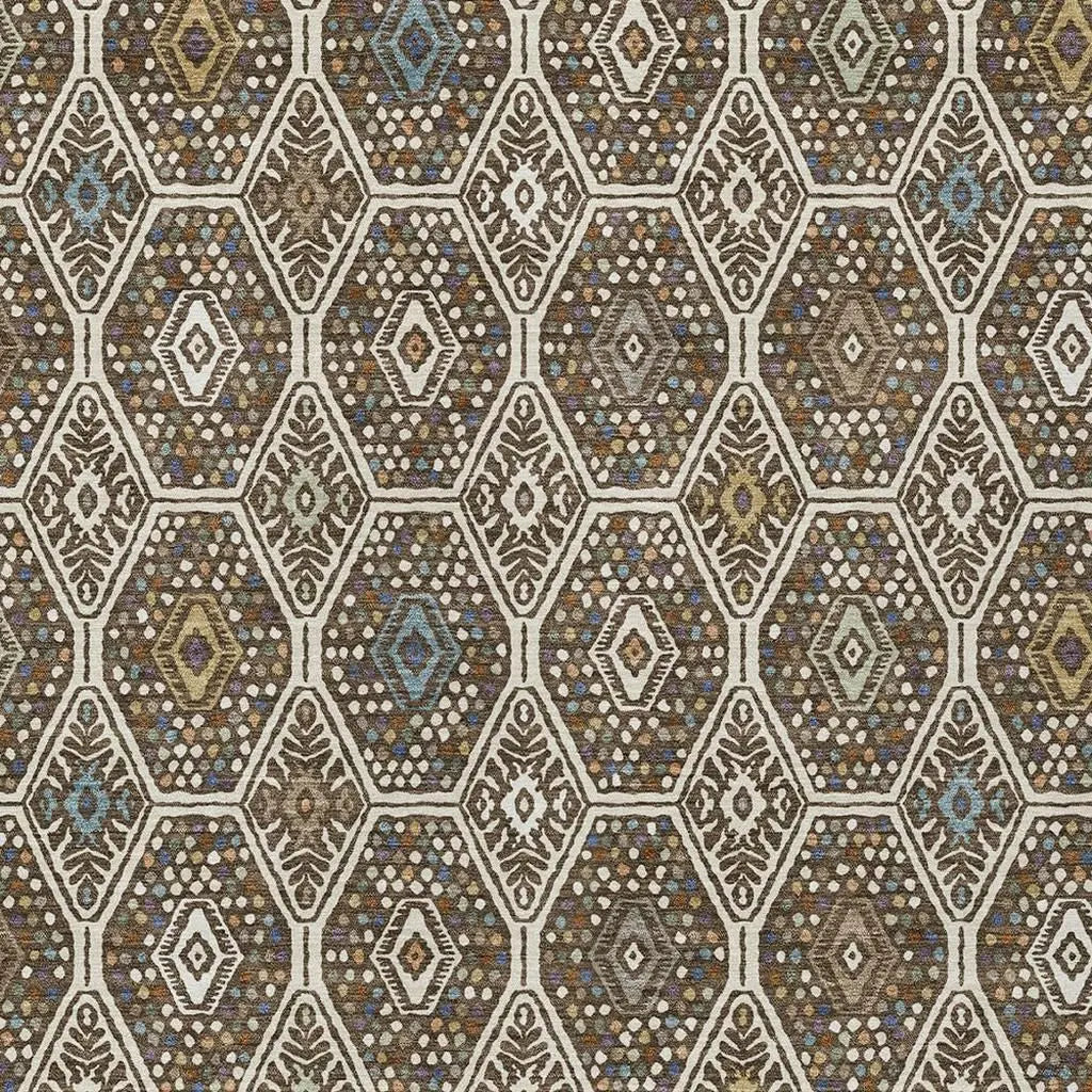 9' X 12' Beige And Chocolate Geometric Washable Indoor Outdoor Area Rug Homeroots Outdoor