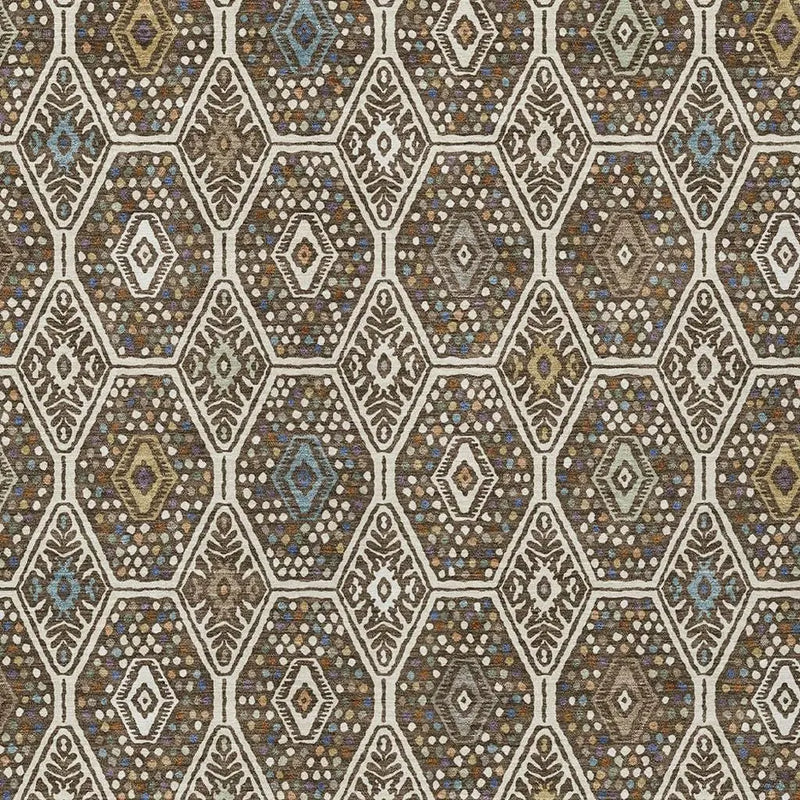 9' X 12' Beige And Chocolate Geometric Washable Indoor Outdoor Area Rug Homeroots Outdoor
