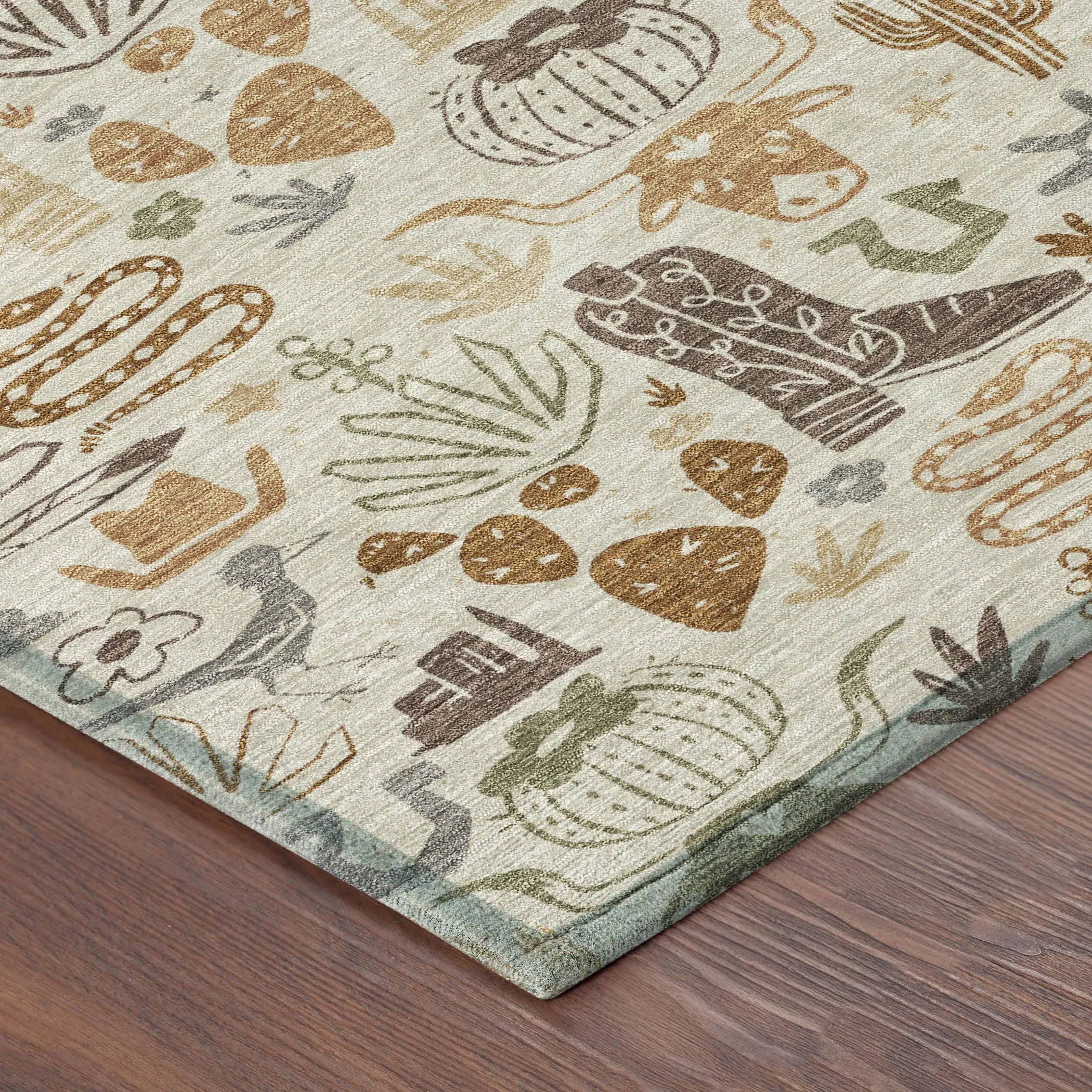 9' X 12' Beige And Copper Cactus Washable Indoor Outdoor Area Rug Homeroots Outdoor