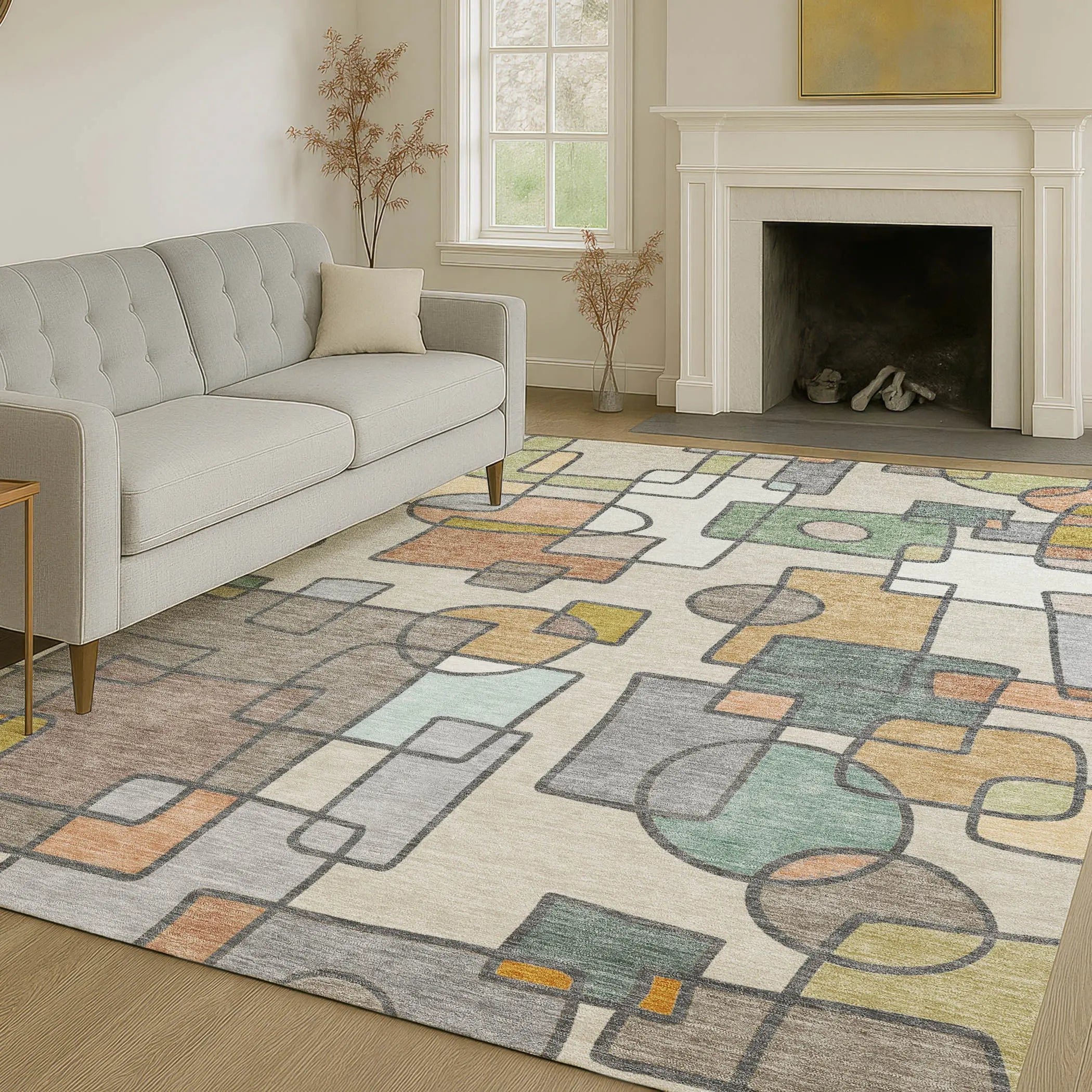9' X 12' Beige And Copper Geometric Washable Indoor Outdoor Area Rug Homeroots Outdoor