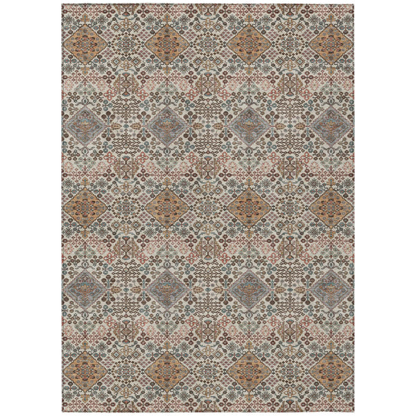 9' X 12' Beige And Copper Geometric Washable Indoor Outdoor Area Rug Homeroots Outdoor