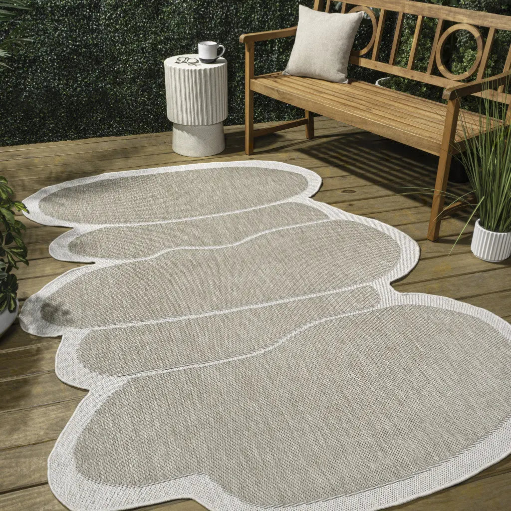 9' X 12' Beige And Cream Medallion Indoor Outdoor Area Rug Homeroots Outdoor