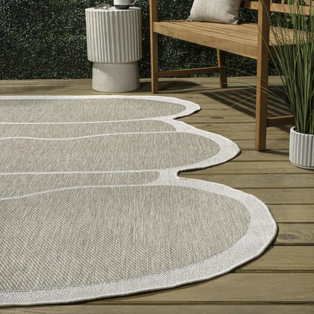 9' X 12' Beige And Cream Medallion Indoor Outdoor Area Rug Homeroots Outdoor