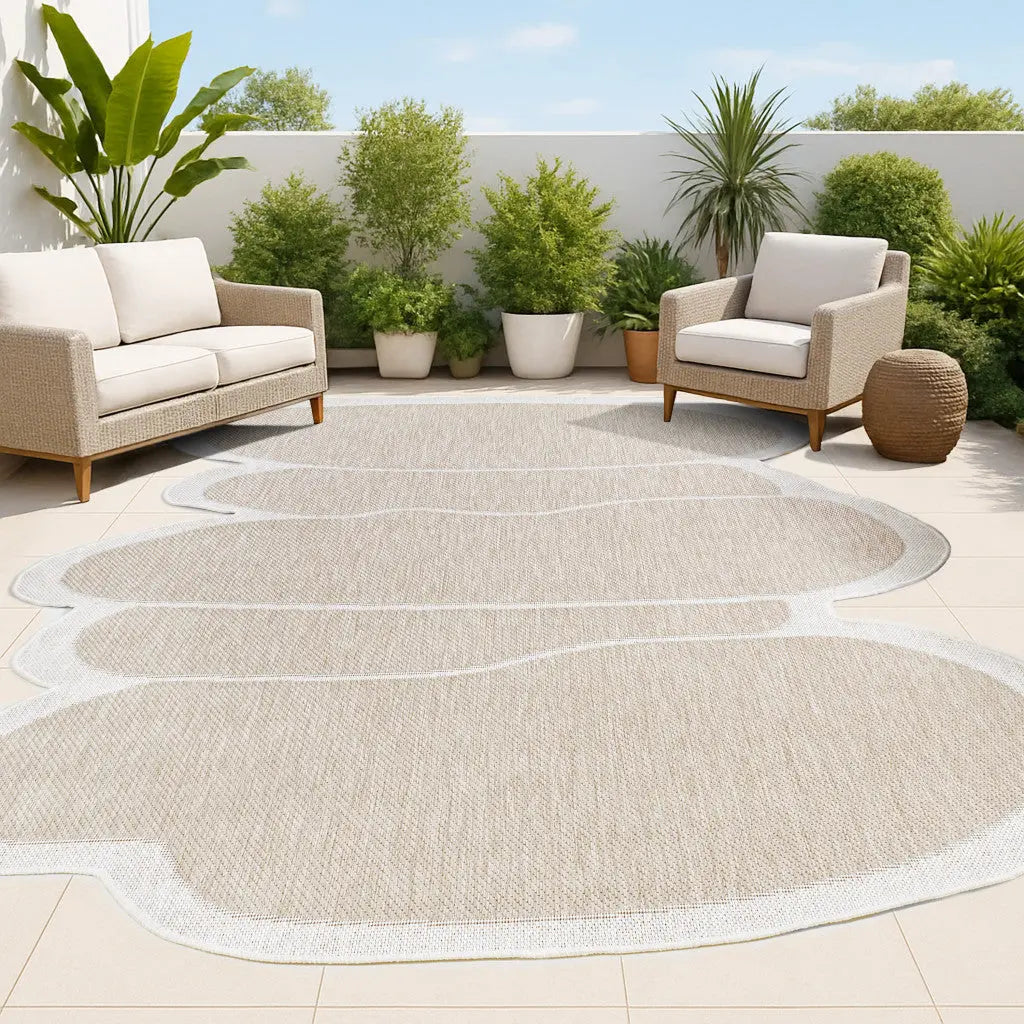 9' X 12' Beige And Cream Medallion Indoor Outdoor Area Rug Homeroots Outdoor