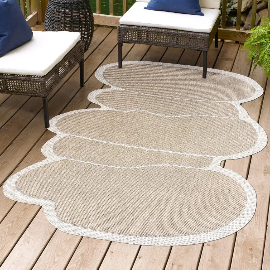 9' X 12' Beige And Cream Medallion Indoor Outdoor Area Rug Homeroots Outdoor