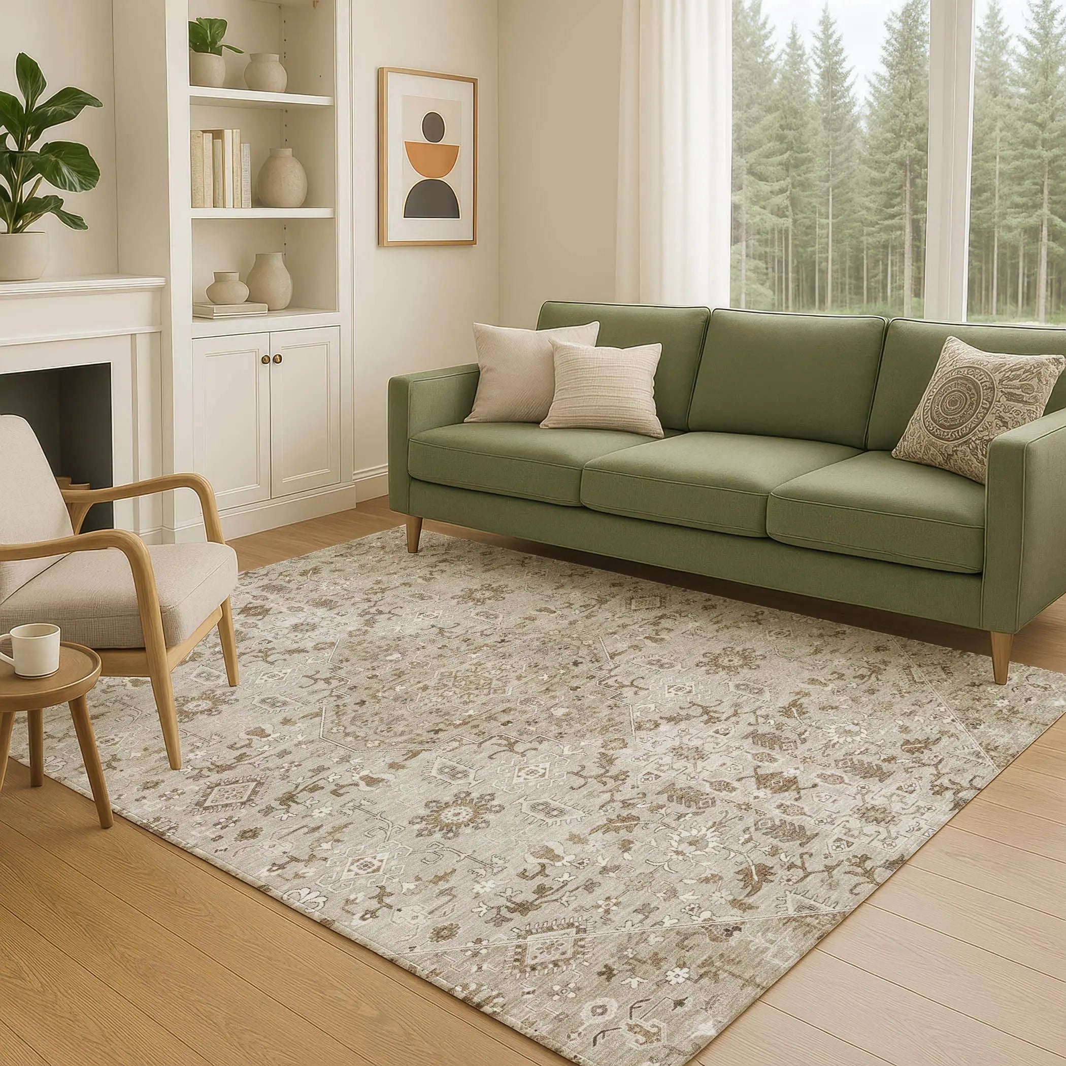 9' X 12' Beige And Graphite Medallion Washable Indoor Outdoor Area Rug Homeroots Outdoor
