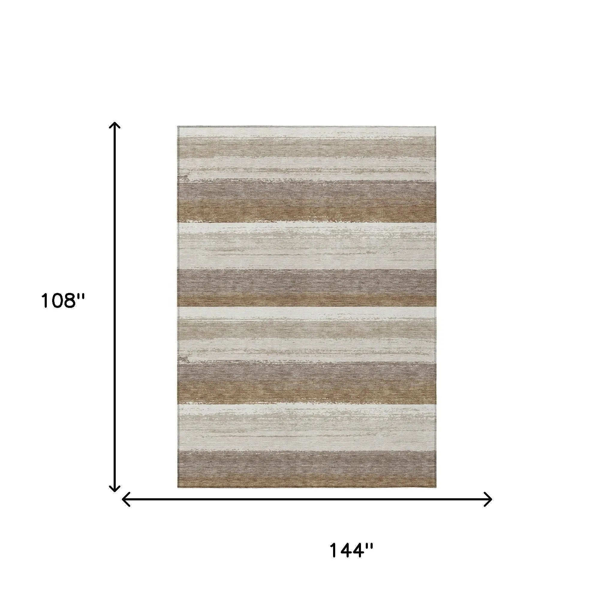 9' X 12' Beige And Graphite Striped Washable Indoor Outdoor Area Rug Homeroots Outdoor