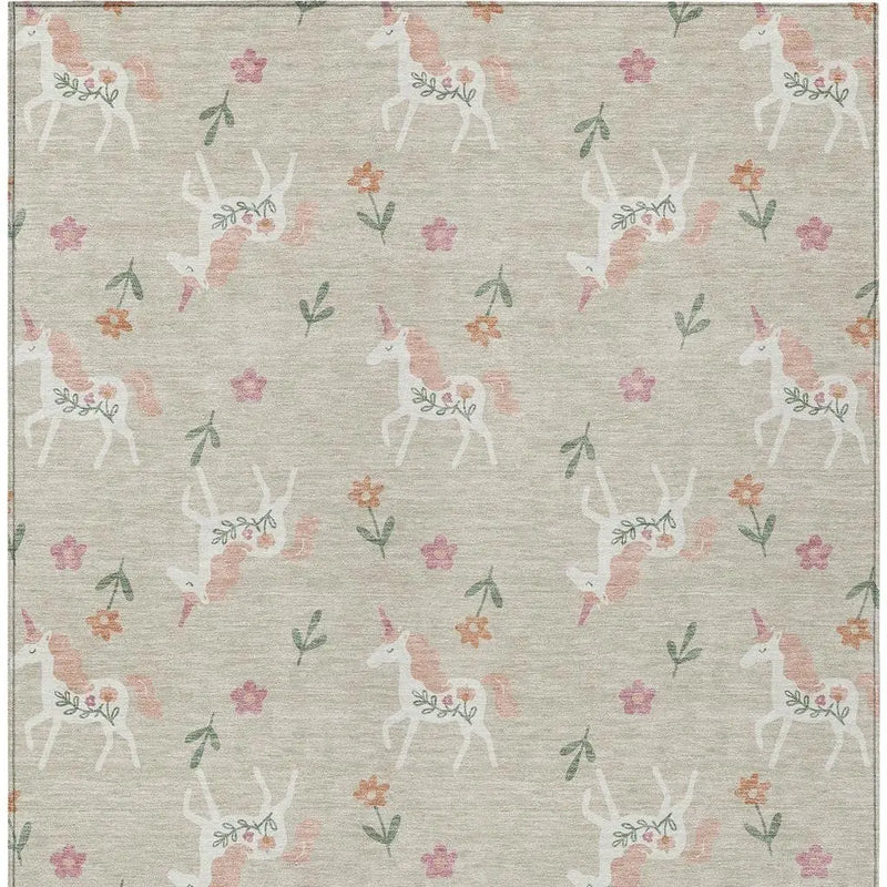 9' X 12' Beige And Gray Floral Washable Indoor Outdoor Area Rug Homeroots Outdoor