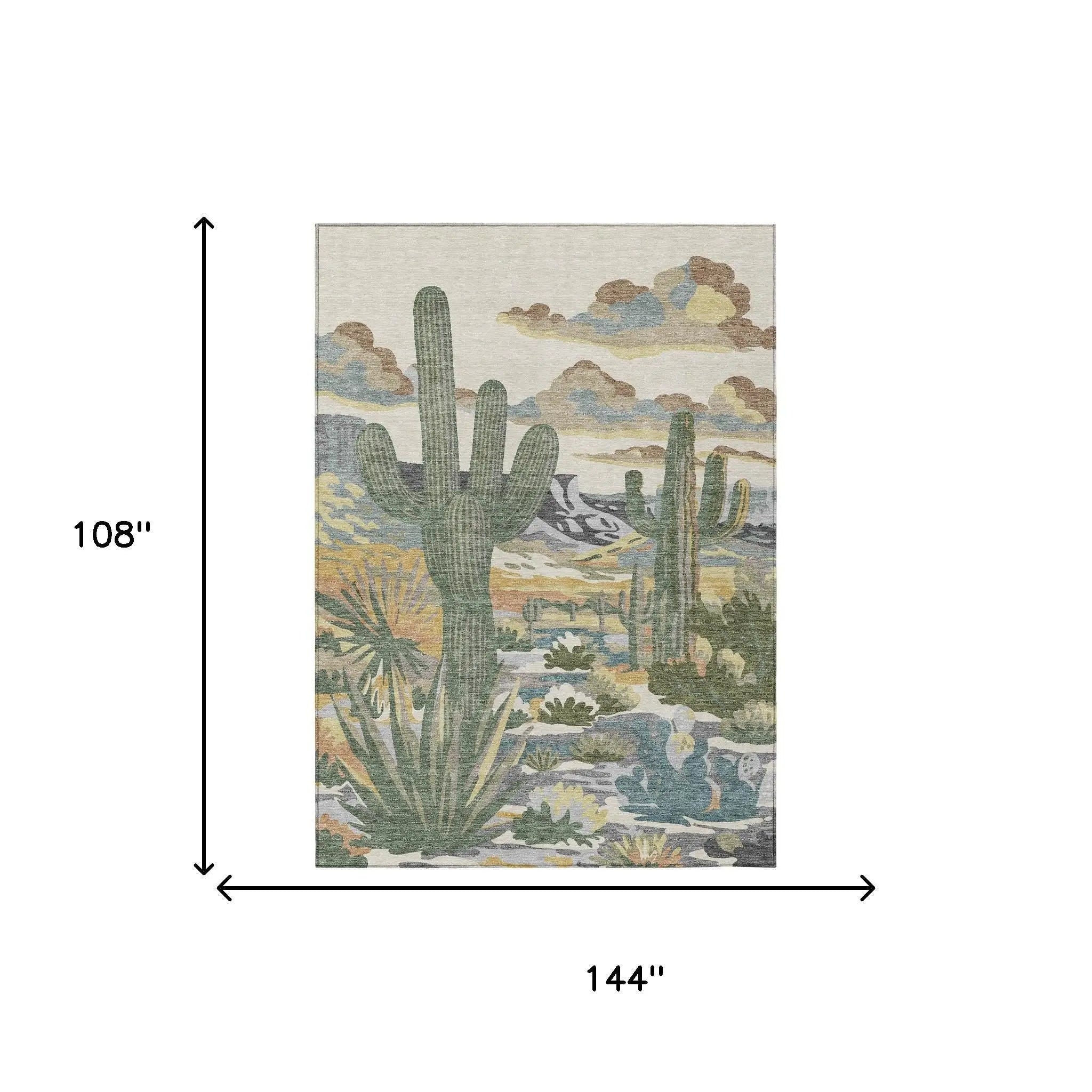 9' X 12' Beige And Green Trees Washable Indoor Outdoor Area Rug Homeroots Outdoor