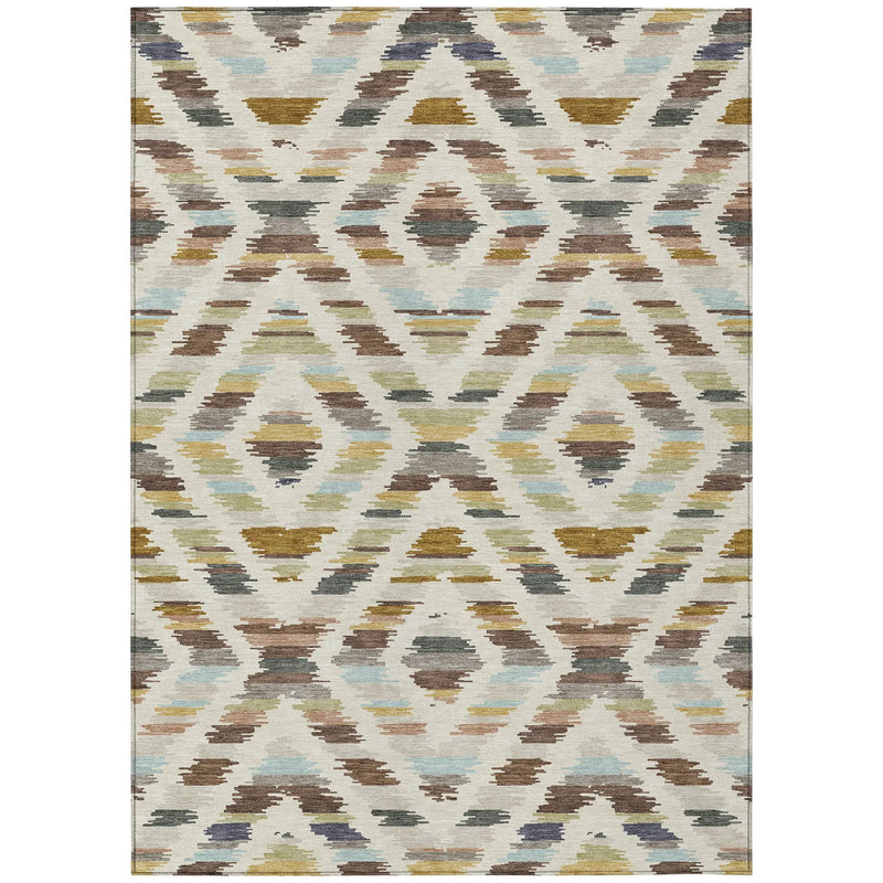 9' X 12' Beige And Green Tribal Washable Indoor Outdoor Area Rug Homeroots Outdoor