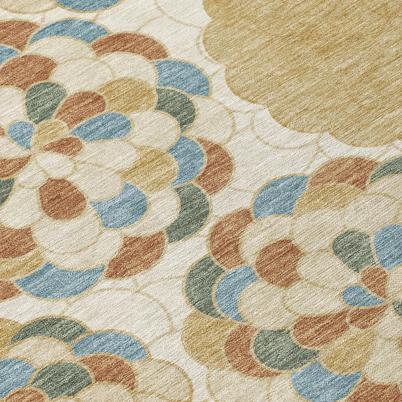 9' X 12' Beige And Ivory Floral Washable Indoor Outdoor Area Rug Homeroots Outdoor