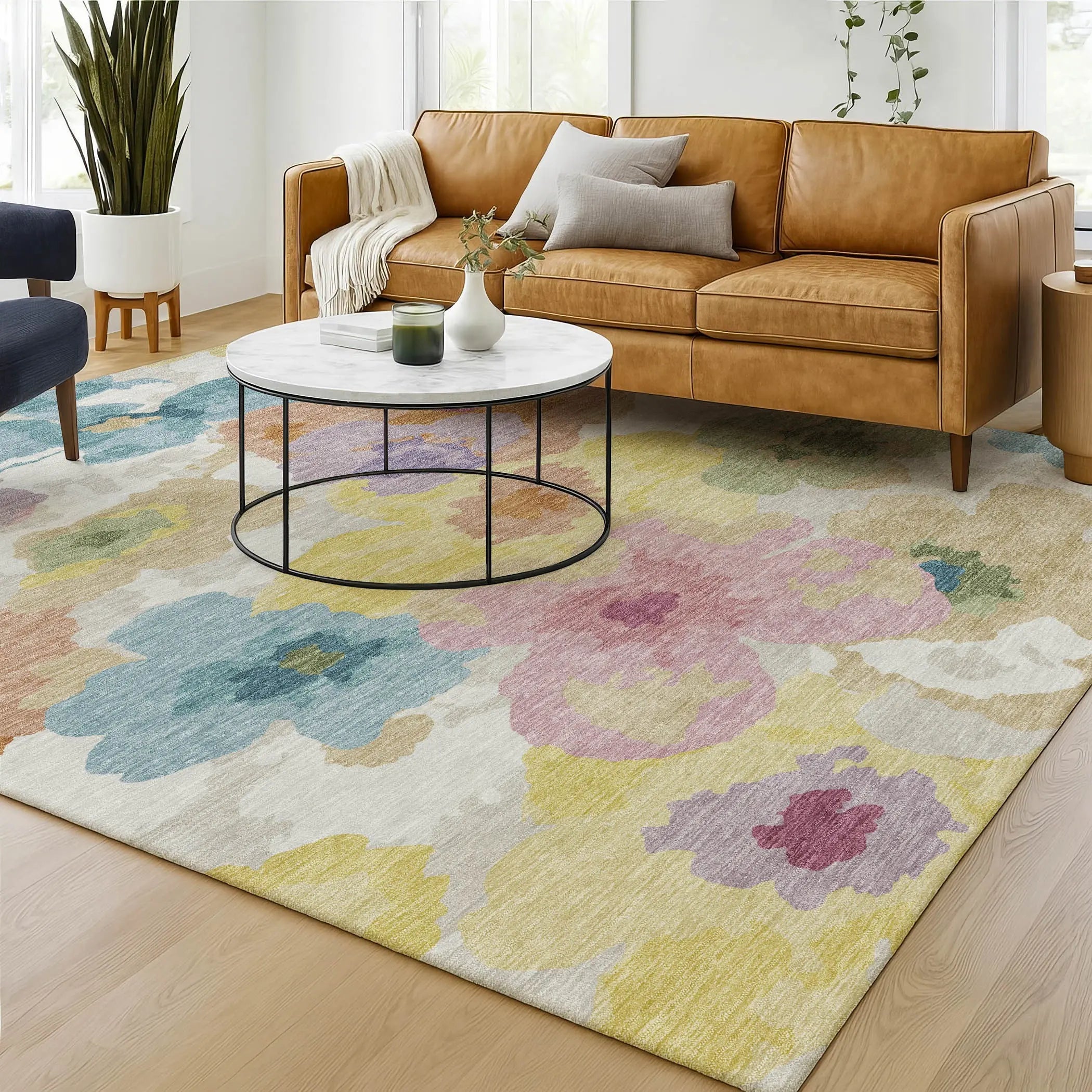 9' X 12' Beige And Ivory Floral Washable Indoor Outdoor Area Rug Homeroots Outdoor