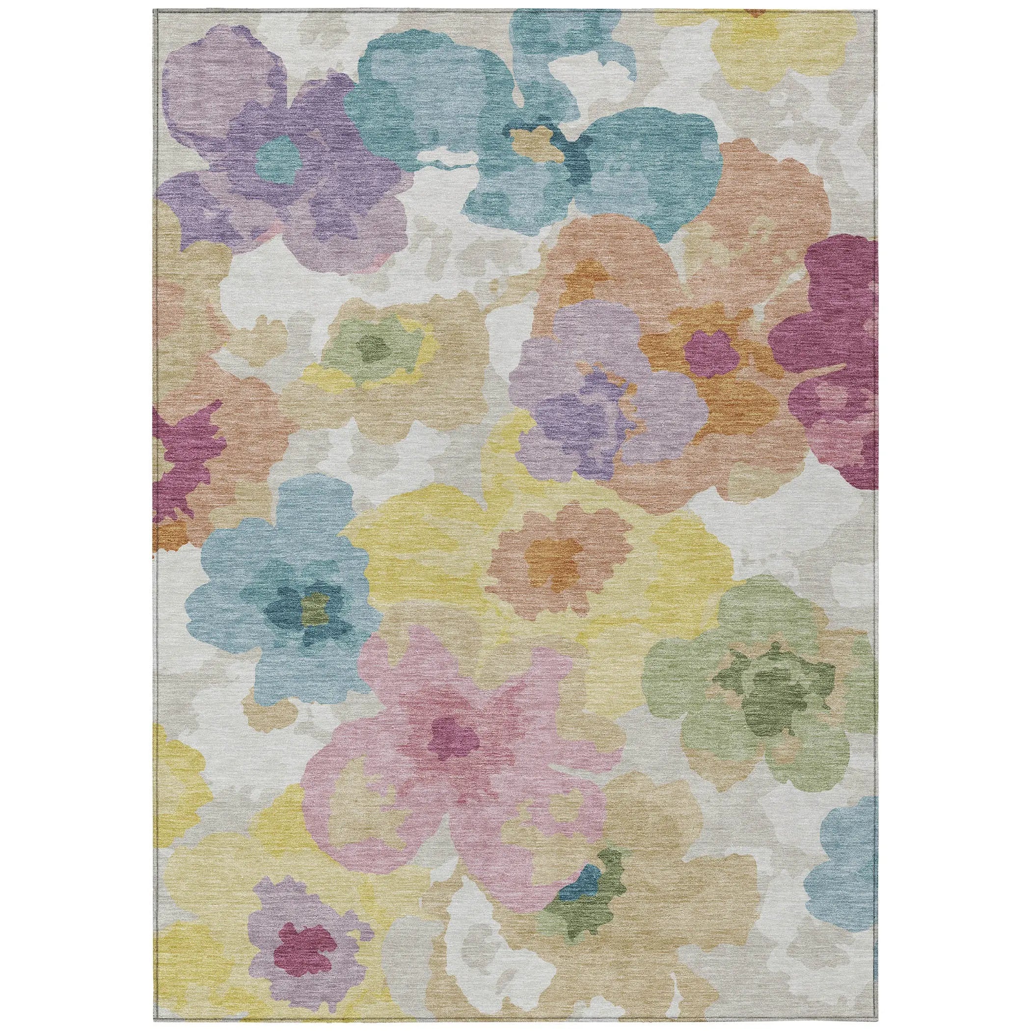 9' X 12' Beige And Ivory Floral Washable Indoor Outdoor Area Rug Homeroots Outdoor