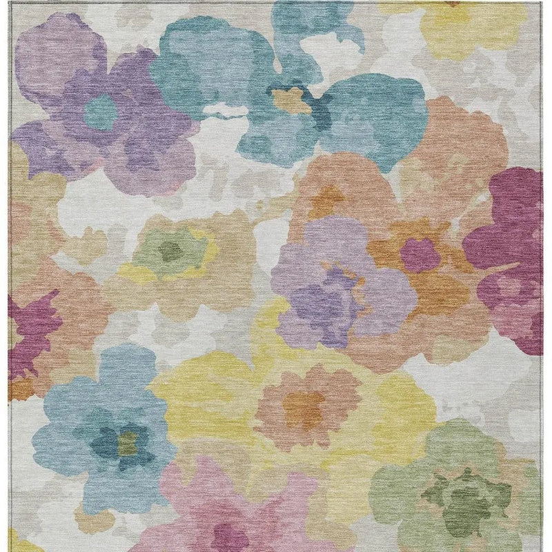 9' X 12' Beige And Ivory Floral Washable Indoor Outdoor Area Rug Homeroots Outdoor