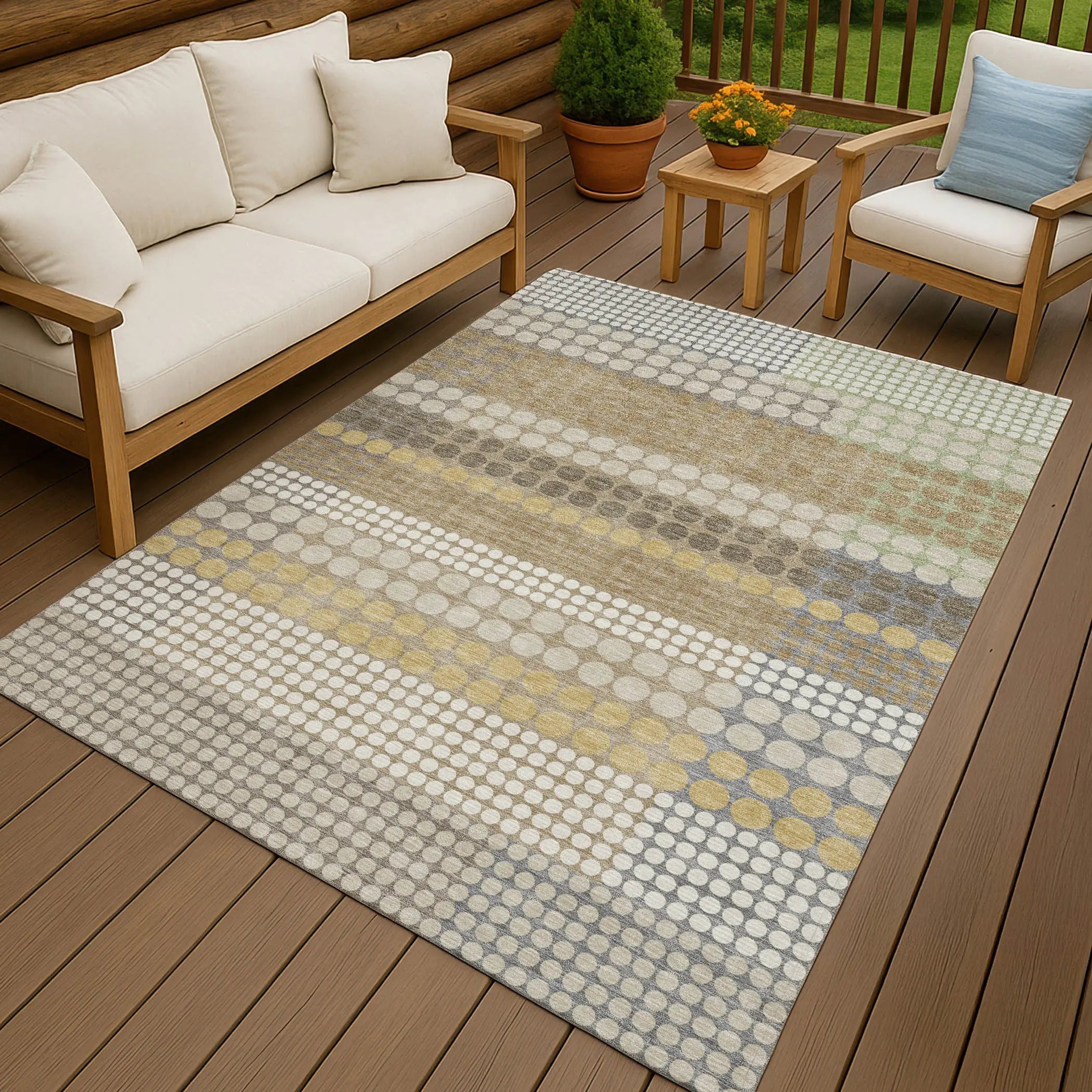 9' X 12' Beige And Ivory Geometric Washable Indoor Outdoor Area Rug Homeroots Outdoor