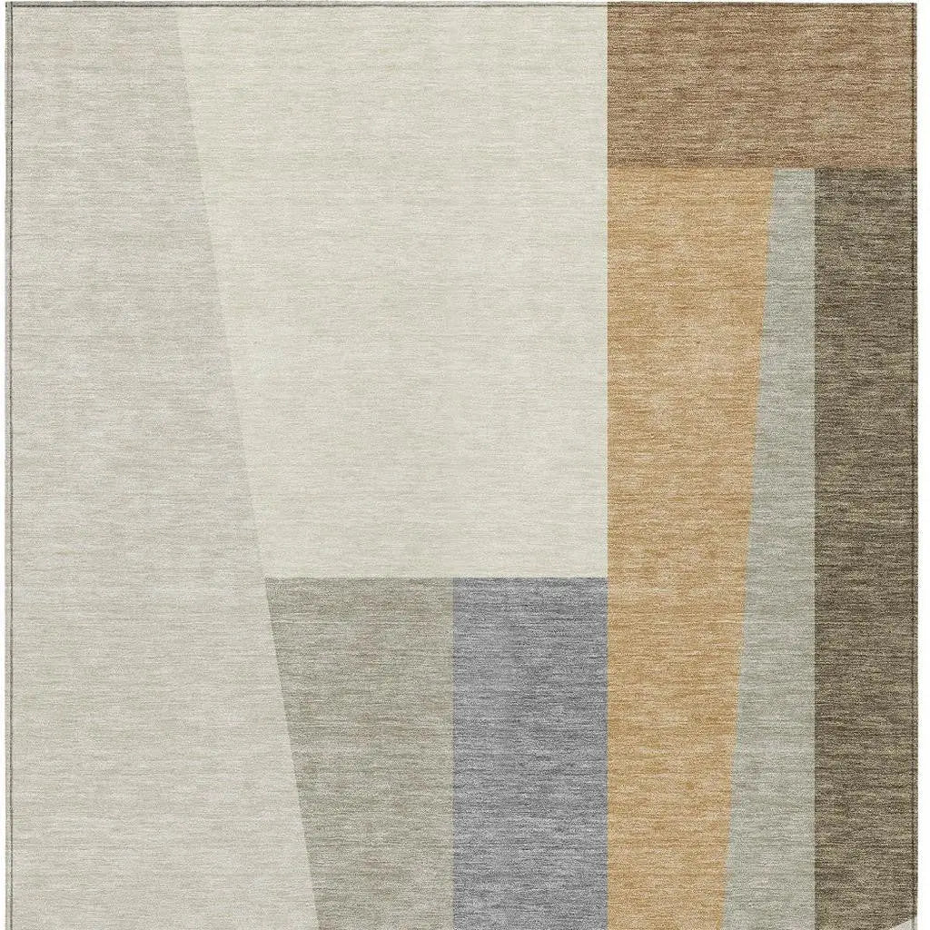9' X 12' Beige And Ivory Geometric Washable Indoor Outdoor Area Rug Homeroots Outdoor