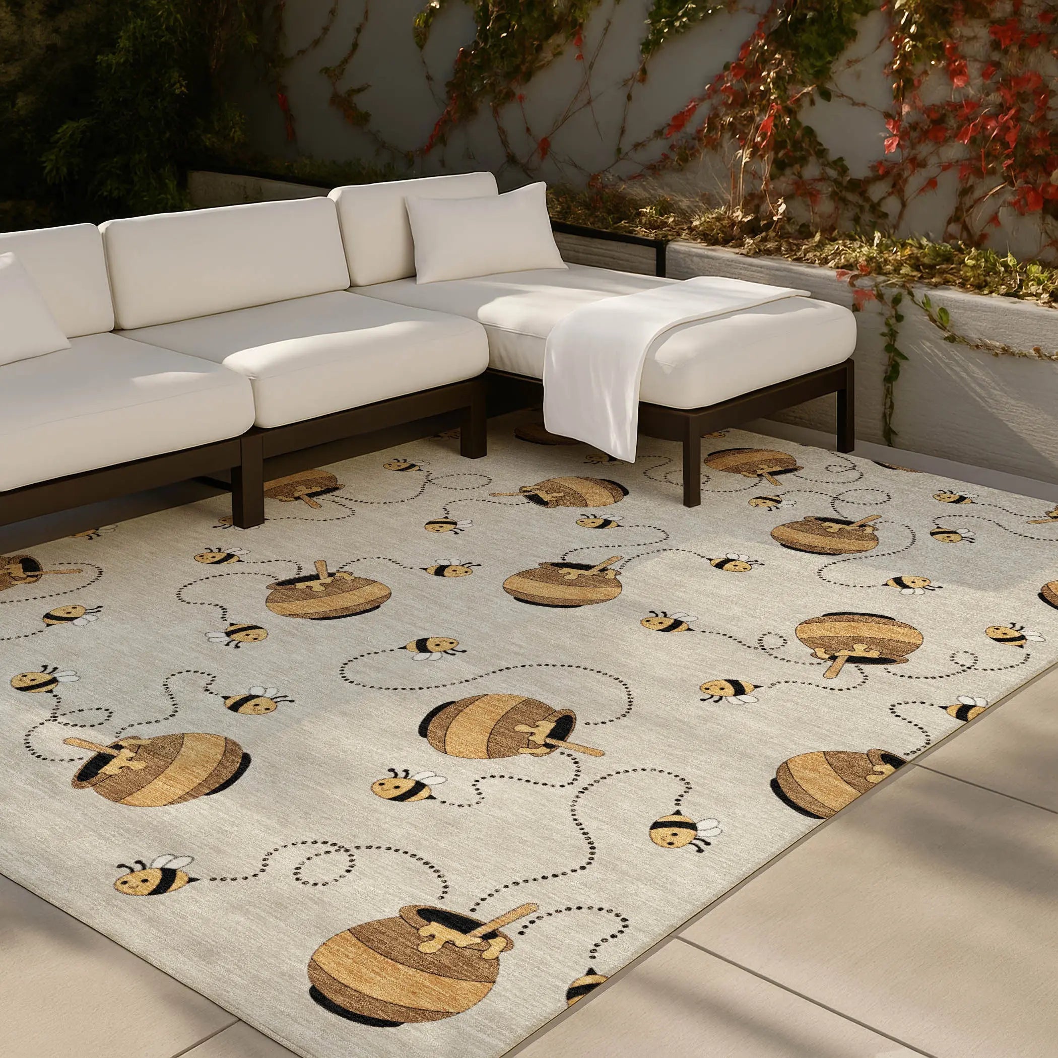 9' X 12' Beige And Ivory Geometric Washable Indoor Outdoor Area Rug Homeroots Outdoor