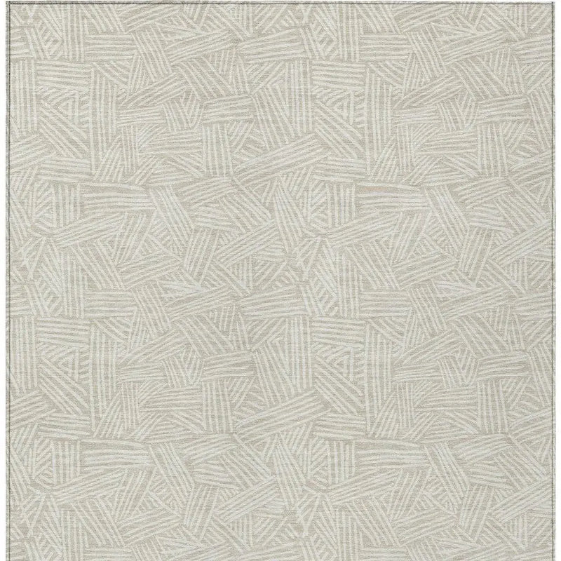 9' X 12' Beige And Ivory Geometric Washable Indoor Outdoor Area Rug Homeroots Outdoor