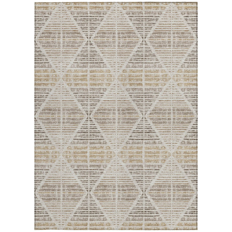 9' X 12' Beige And Ivory Geometric Washable Indoor Outdoor Area Rug Homeroots Outdoor