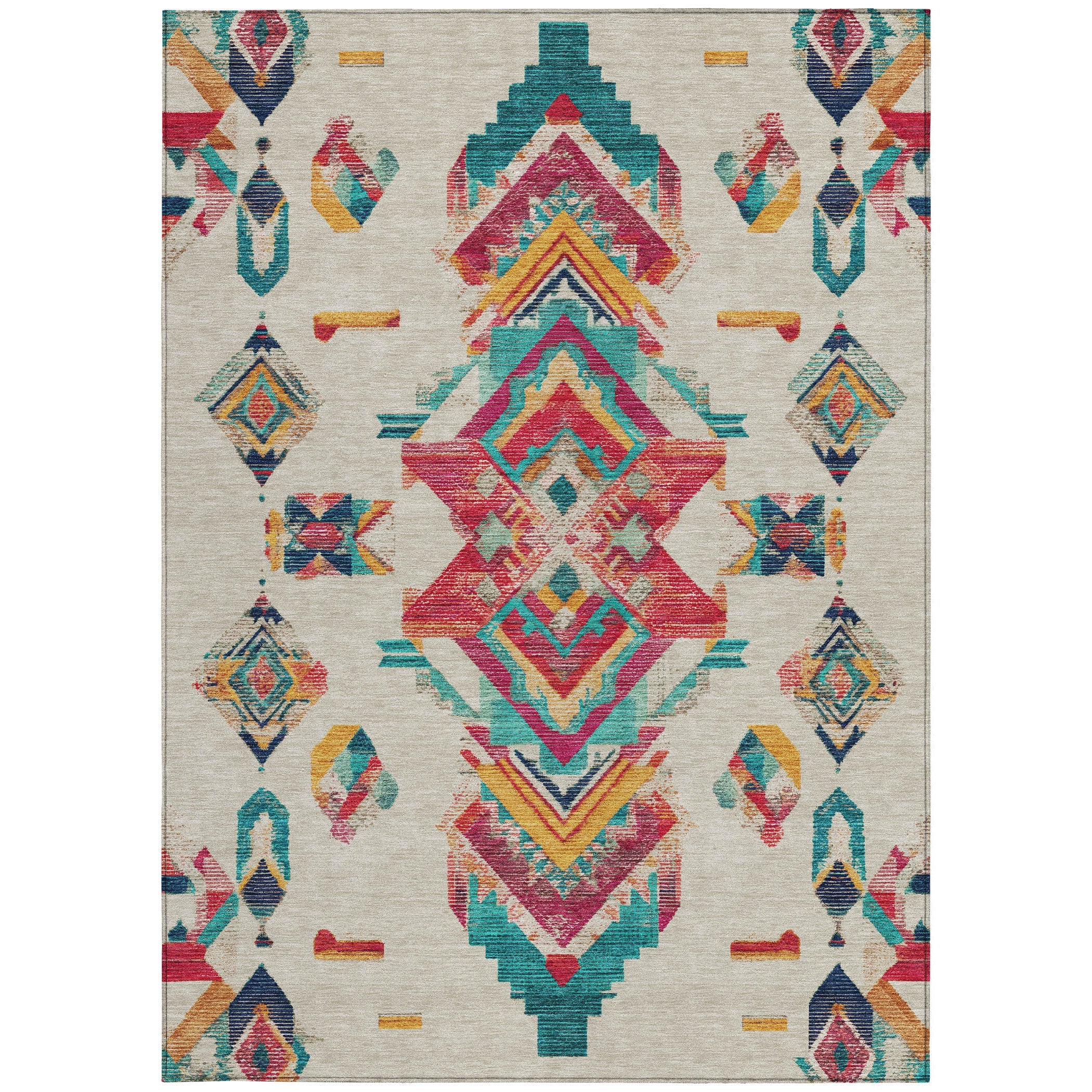 9' X 12' Beige And Ivory Tribal Washable Indoor Outdoor Area Rug Homeroots Outdoor