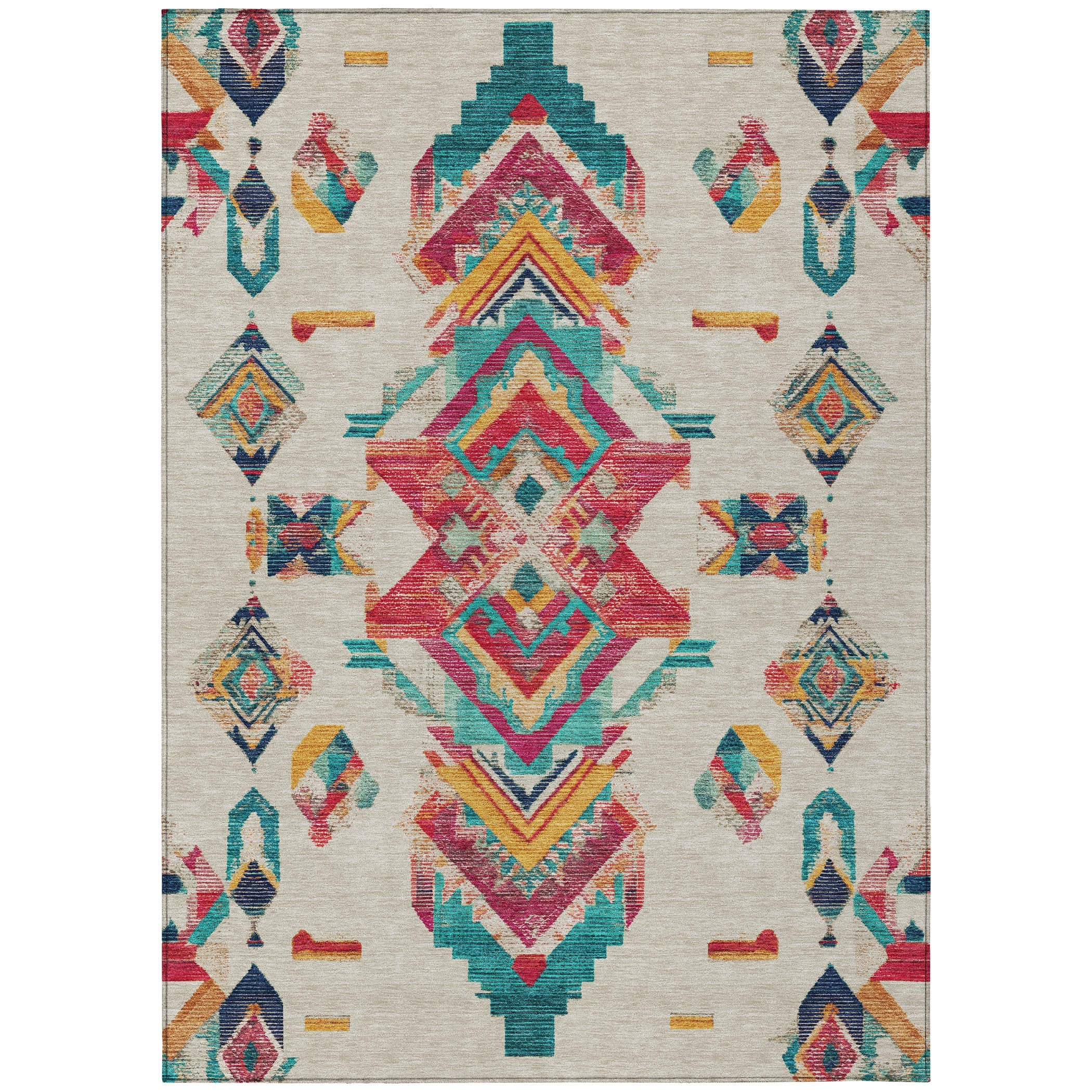 9' X 12' Beige And Ivory Tribal Washable Indoor Outdoor Area Rug Homeroots Outdoor