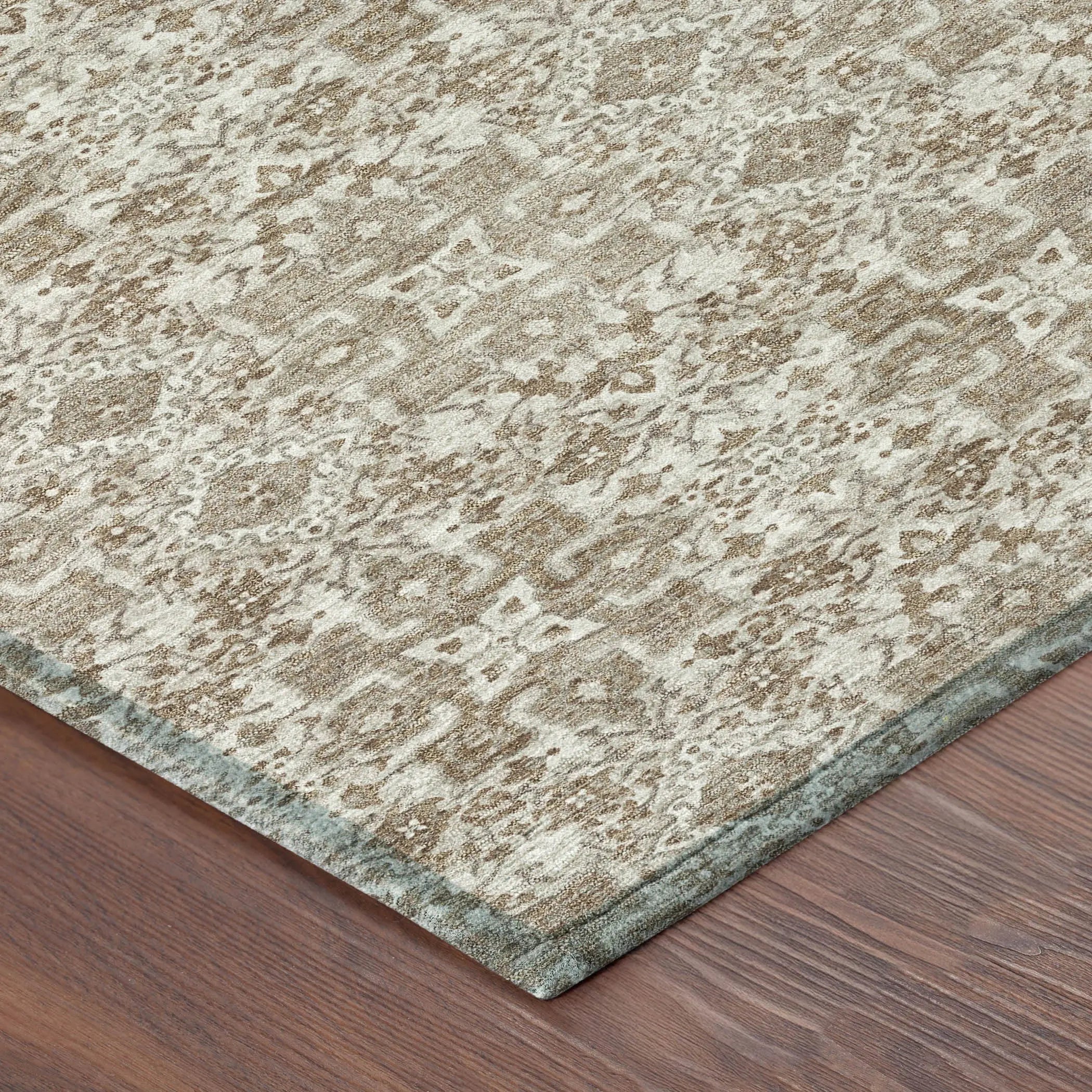 9' X 12' Beige And Khaki Oriental Washable Indoor Outdoor Area Rug Homeroots Outdoor