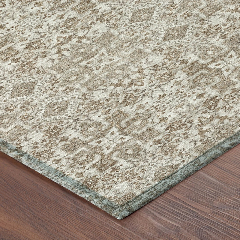 9' X 12' Beige And Khaki Oriental Washable Indoor Outdoor Area Rug Homeroots Outdoor