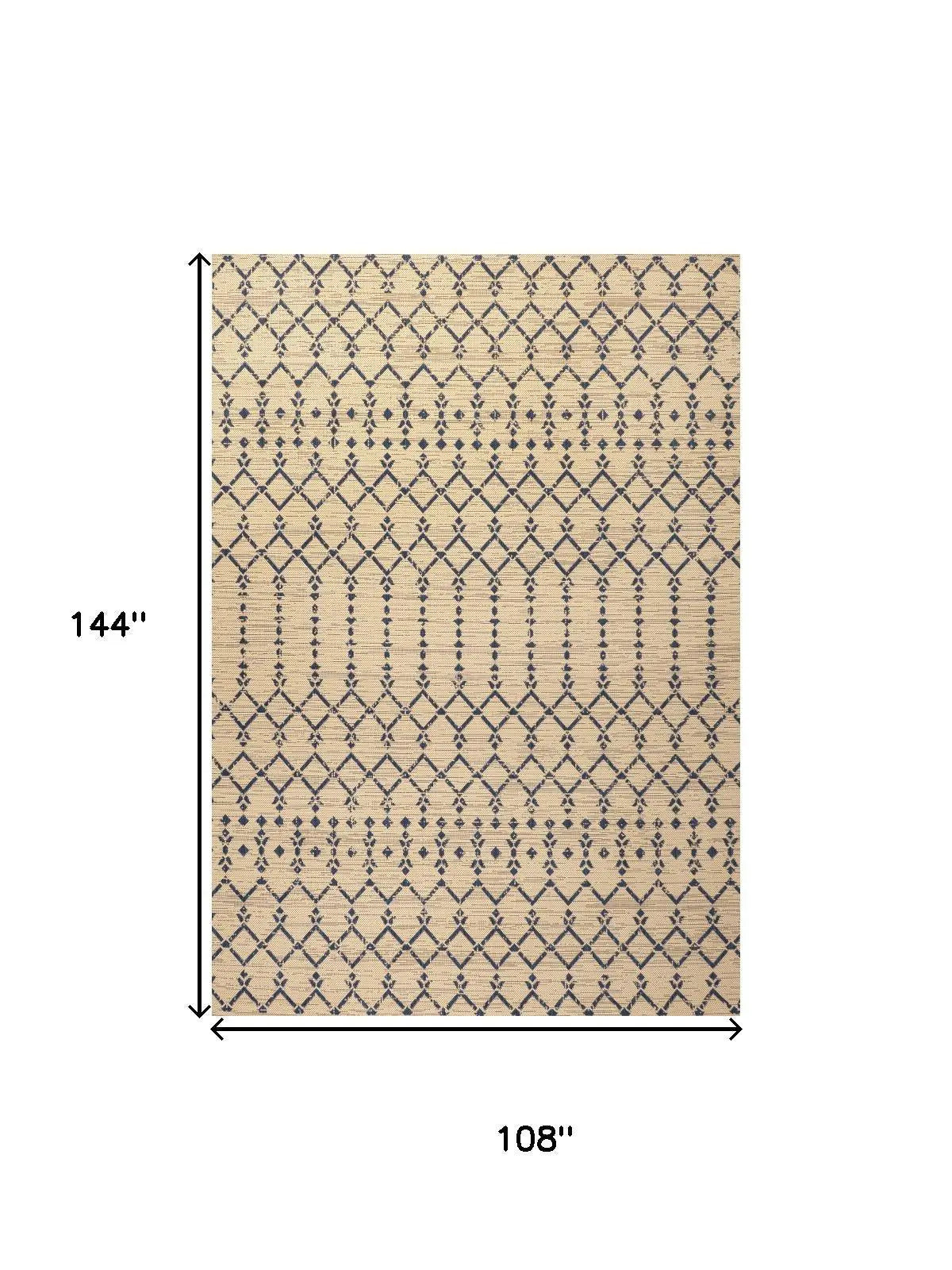 9' X 12' Beige And Navy Blue Trellis Indoor Outdoor Area Rug Homeroots Outdoor