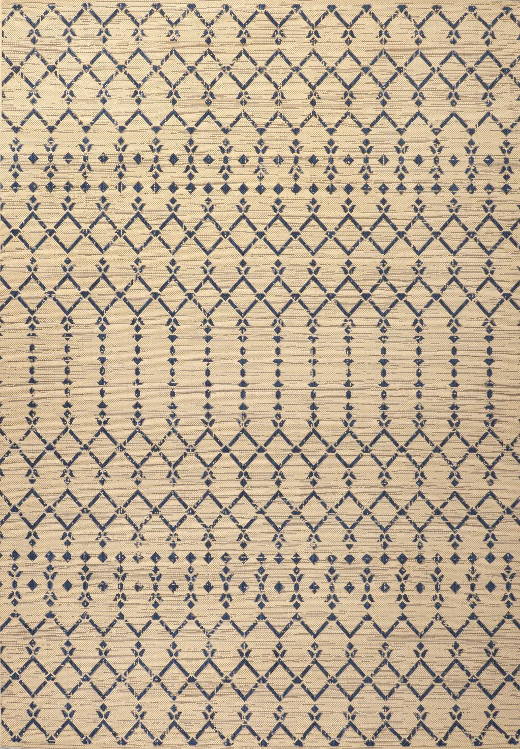 9' X 12' Beige And Navy Blue Trellis Indoor Outdoor Area Rug Homeroots Outdoor