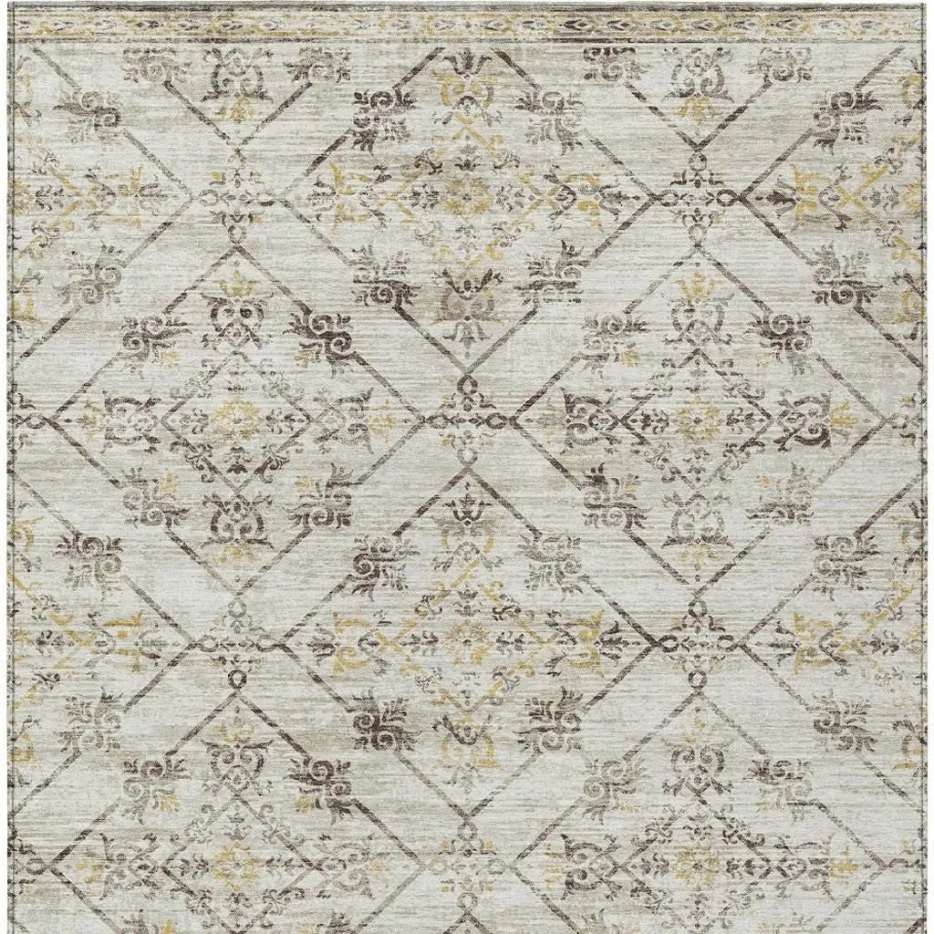 9' X 12' Beige And Sky Blue Geometric Washable Indoor Outdoor Area Rug Homeroots Outdoor