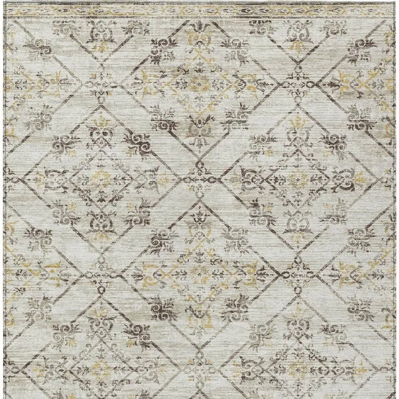 9' X 12' Beige And Sky Blue Geometric Washable Indoor Outdoor Area Rug Homeroots Outdoor