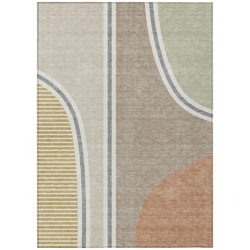 9' X 12' Beige And Taupe Geometric Washable Indoor Outdoor Area Rug Homeroots Outdoor
