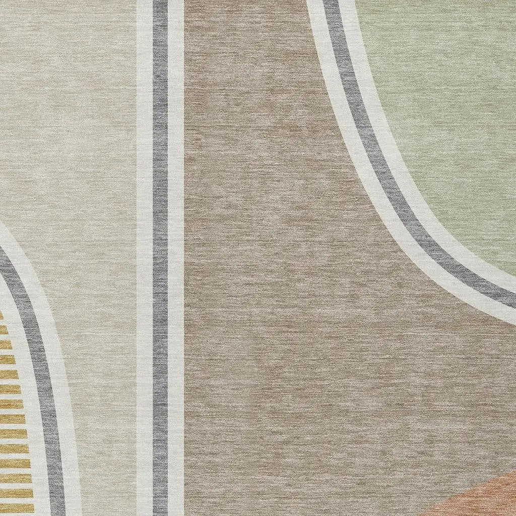 9' X 12' Beige And Taupe Geometric Washable Indoor Outdoor Area Rug Homeroots Outdoor