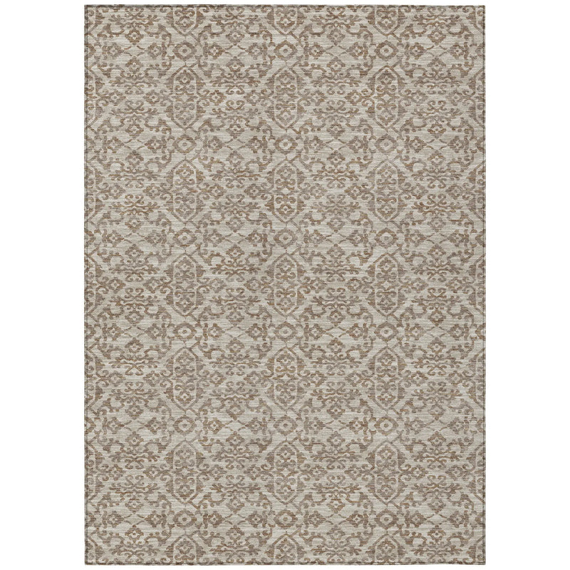 9' X 12' Beige And Taupe Oriental Washable Indoor Outdoor Area Rug Homeroots Outdoor
