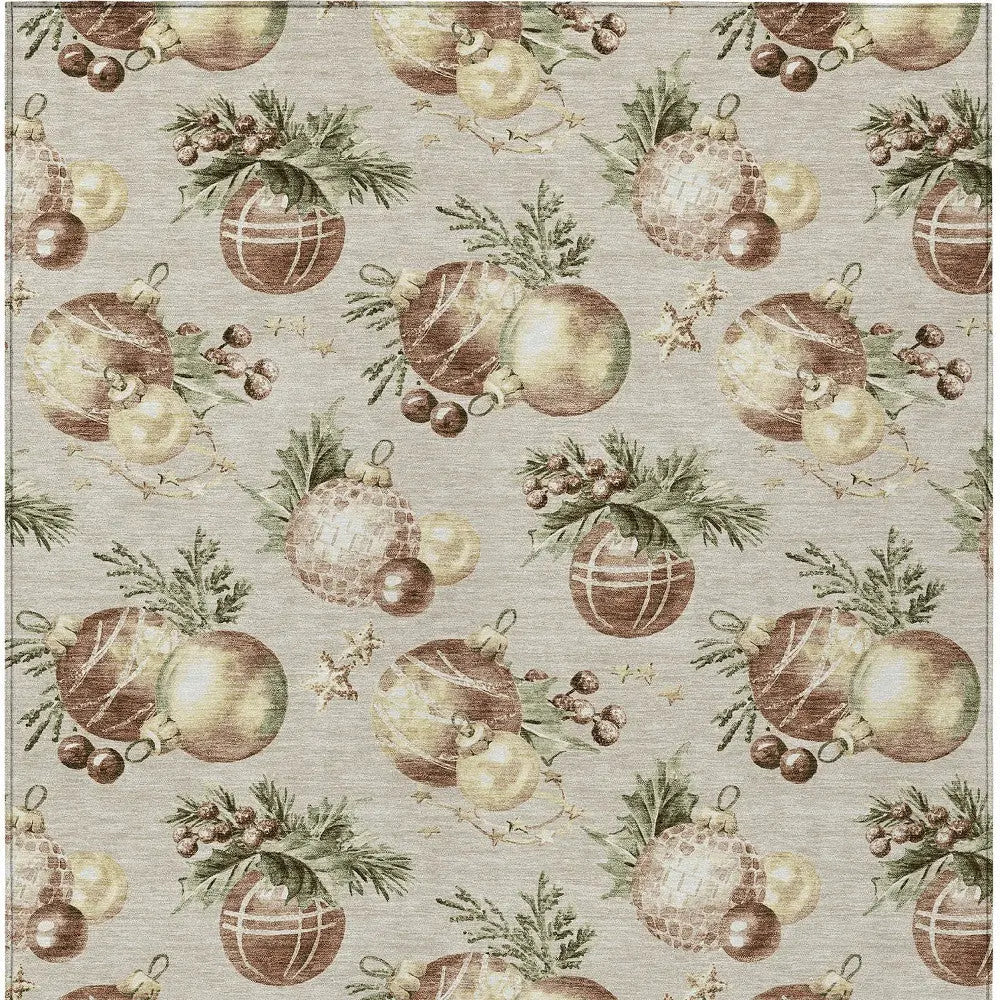 9' X 12' Beige Brown And Ivory Stars Washable Indoor Outdoor Area Rug Homeroots Outdoor