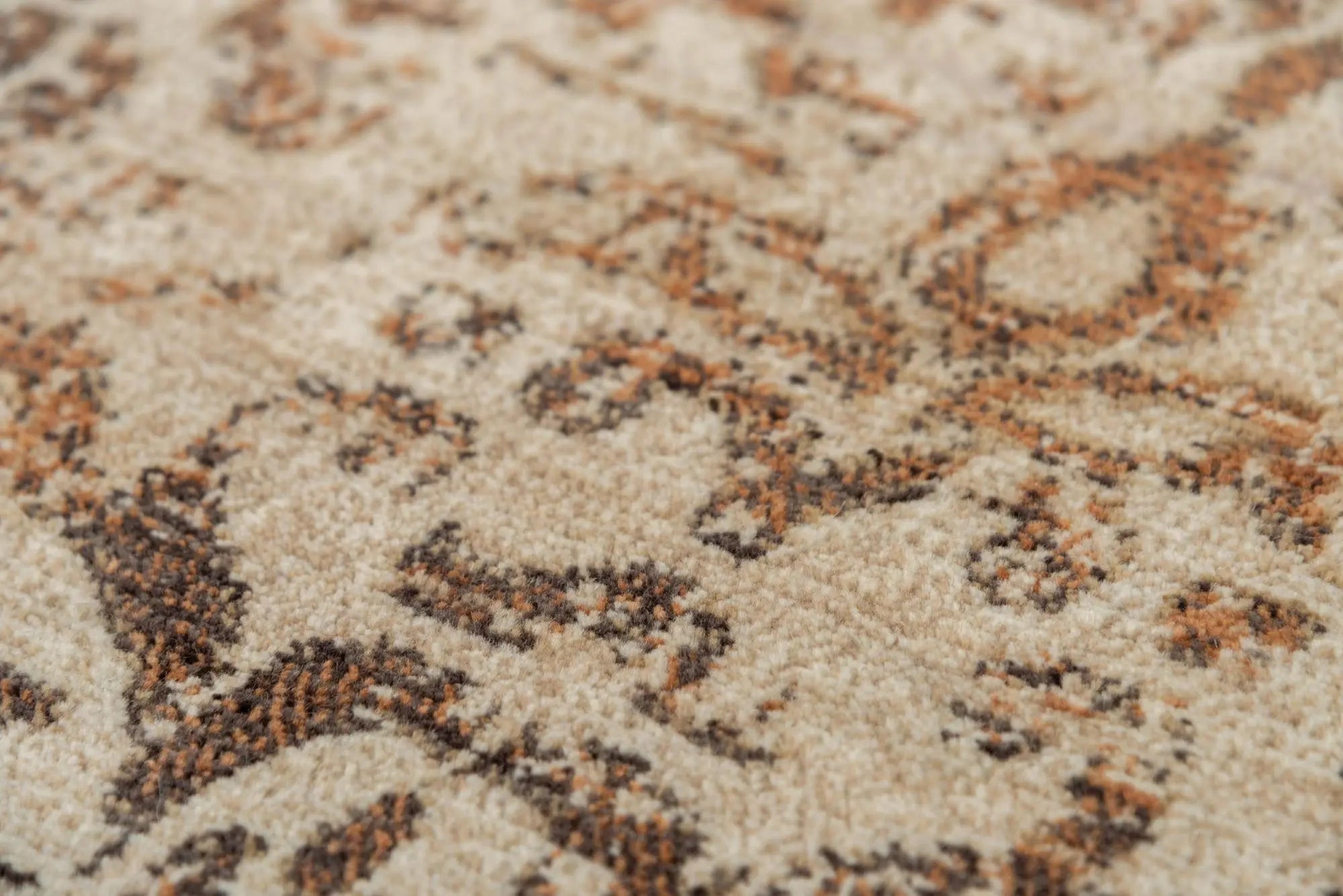 9' X 12' Beige Brown Rust And Red New Zealand Lambs Wool Damask Hand Carved Handmade Area Rug Homeroots Home Decor