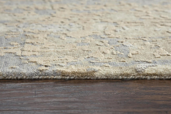 9' X 12' Beige Gray And Ivory New Zealand Lambs Wool Abstract Hand Carved Handmade Area Rug Homeroots Home Decor