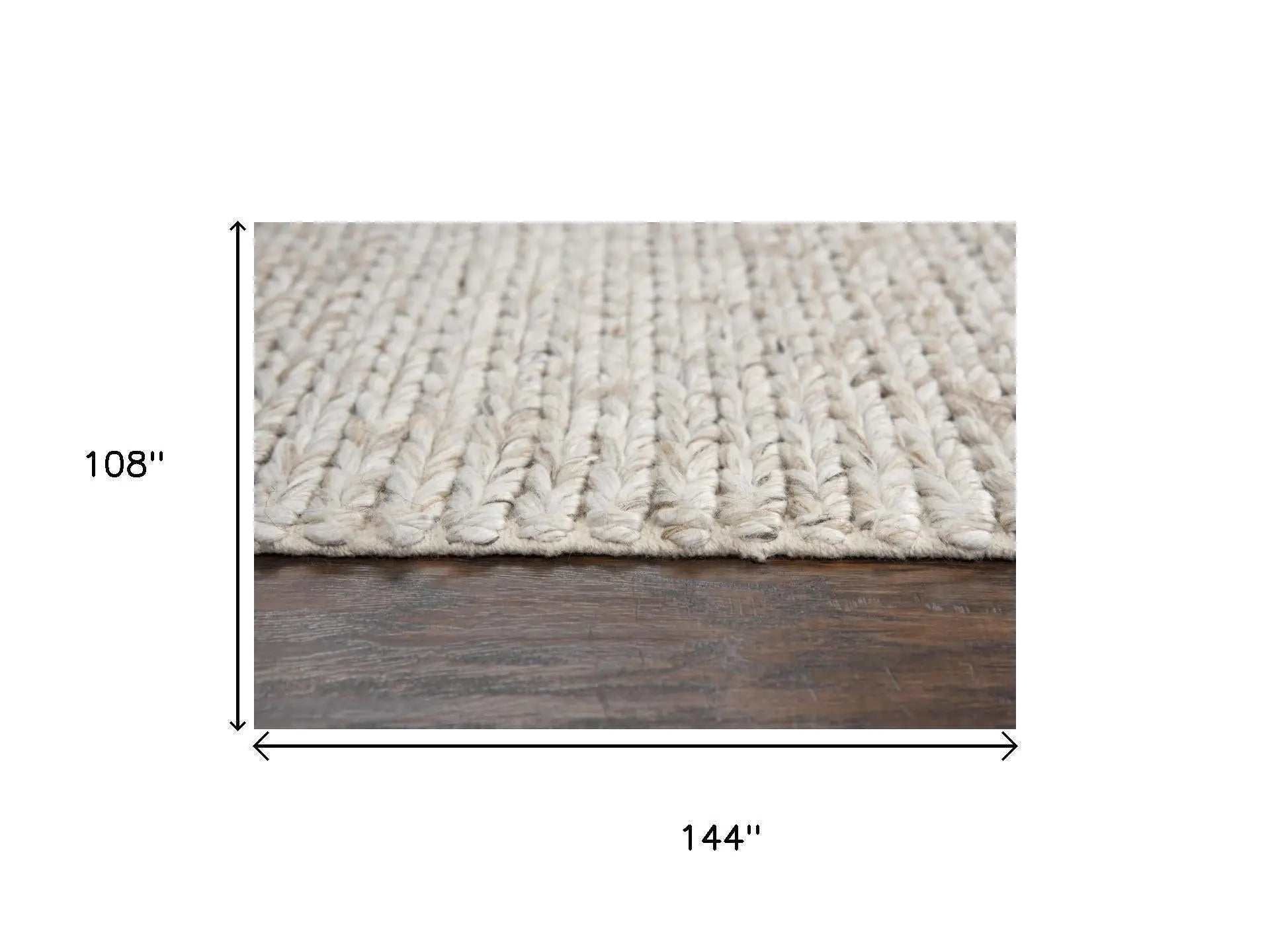 9' X 12' Beige Gray And Ivory Wool Hand Woven Area Rug Homeroots Home Decor